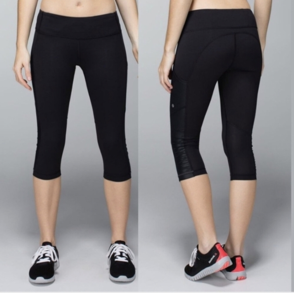 Lululemon Cut The Crop Side Pocket Shimmer Leggings (6) EUC